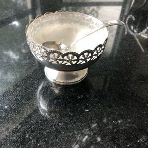 Elegant Silver Serveware Bowl with Spoon